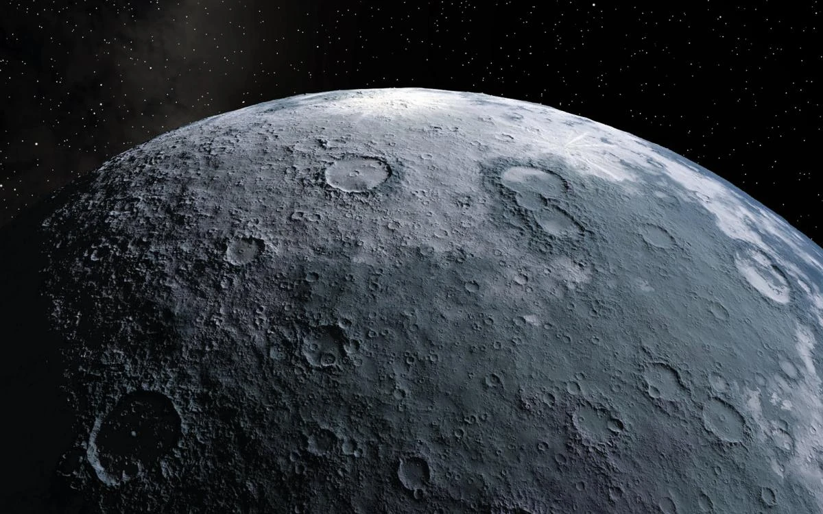 Свіжий кратер на Місяці від падіння другого ступеня Falcon 9, діаметр близько 18 метрів, з темними та світлими променями
