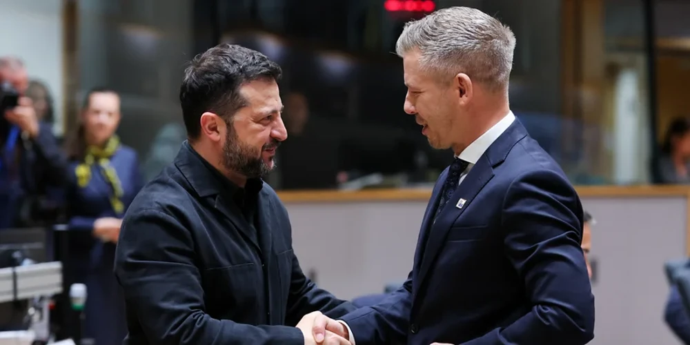 Володимир Зеленський та Петер Мадяр під час зустрічі в Брюсселі 16 жовтня 2026 року
